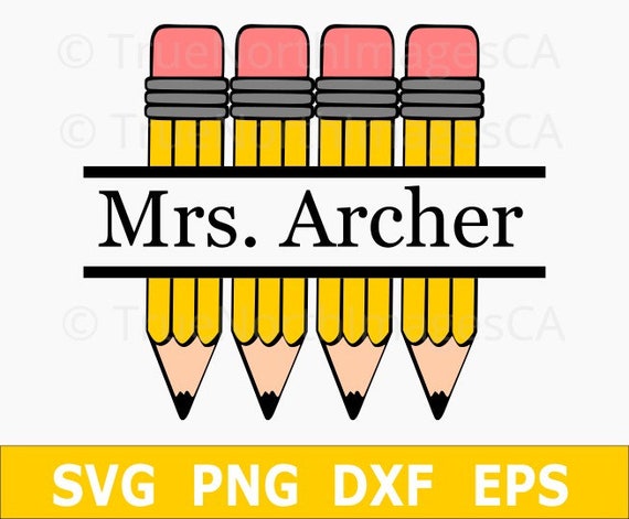 Download Pencil SVG / Teacher SVG / Pencil Monogram / Split Monogram | Etsy