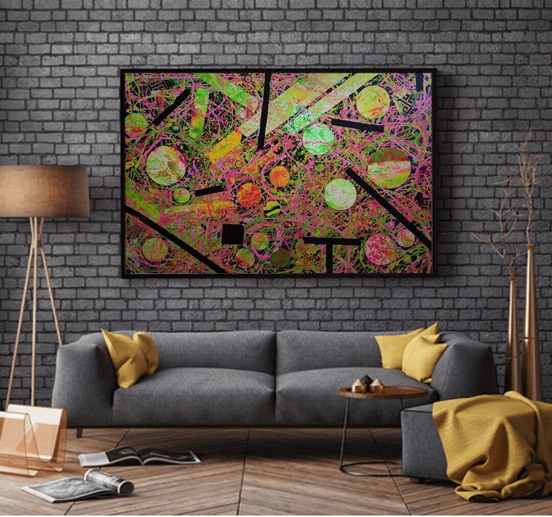 Large Abstract Painting Glitter Abstract Art Glow Abstract Etsy