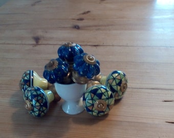 collection of Ceramic knobs/ furniture handles/ farmhouse style accessories/ furniture renovation/ Mediterranean colours/ upcycling project