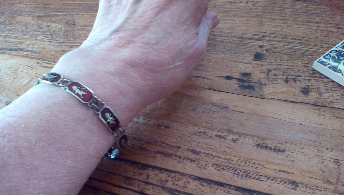 Insolito vintage argento e smalto bracciale / gioiello Siam / | Etsy