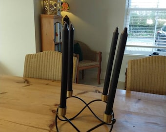 Scandinavian candlestick holder with dinner candles. Stylish nordic design. Modern dinner lighting. Nordic House import, romantic decor.