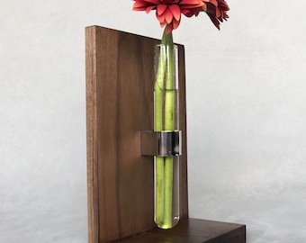 Walnut Bookend Vase: Modern Minimalist Decor