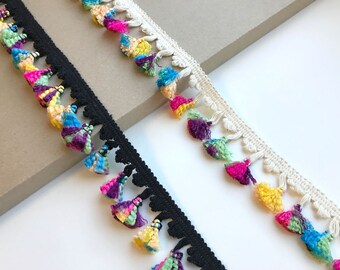 Cotton tassel trim Multi coloured tassel fringe trim trimmings and fringes fringe trim,fringe trim Tassel trim