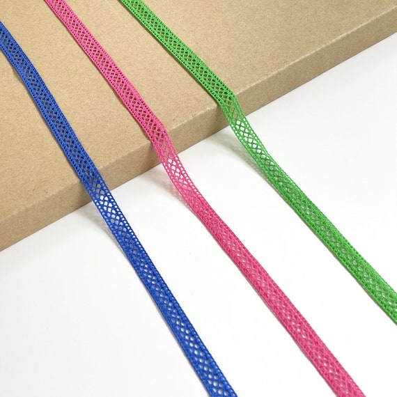 Cotton Geometric Cluny Lace Trim, 3/8" Width, Various Color Options (LT37) - Selling Per Yard