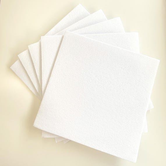 Sturdy Quality White 11.8 in x 11.8 in Crafting Felt Squares, 2mm thickness, Sold per Piece