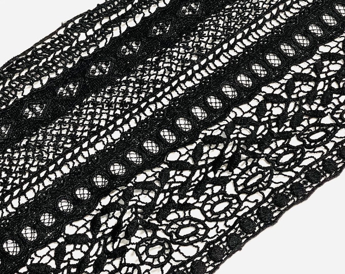 Black Cotton Lace Fabric Trim 10.5 inch width (LT17)