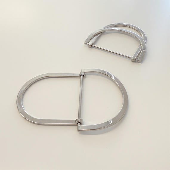 Large Metal Silver D Ring Buckle – Double D Rings with Connection Bar (BTN1, Buckle) Sold Per Piece