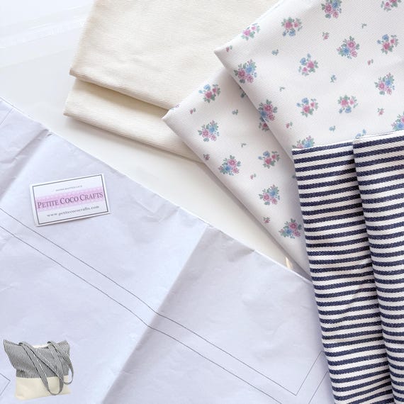 DIY Sewing Craft Kit – Make Your Own Tote Bag (Level 2 - Moderate), Play Like Lego, Fabric Included