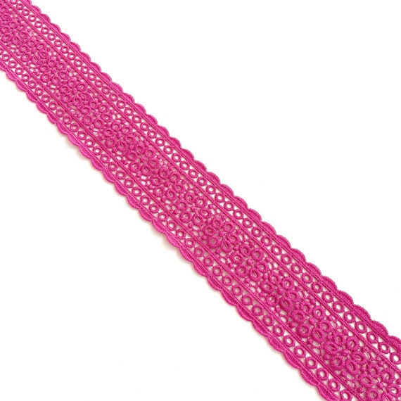 Fuchsia Pink 2 1/4" Cotton Lace trim (LT34) - Selling Per Yard