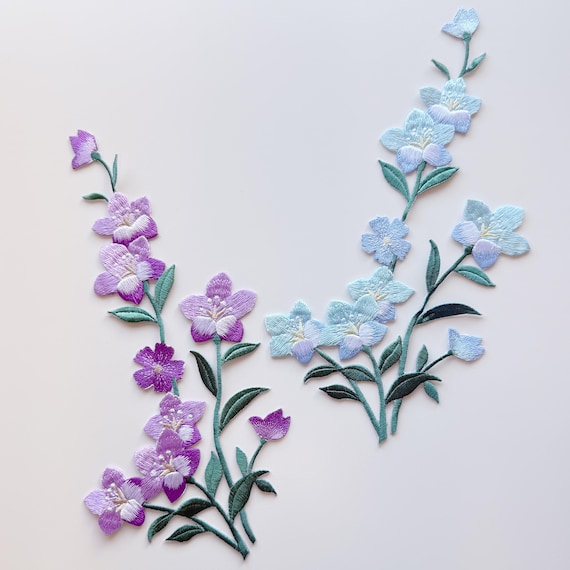 Ombre Flower Stem Embroidered Applique, Iron on Patch (PATCH 3)