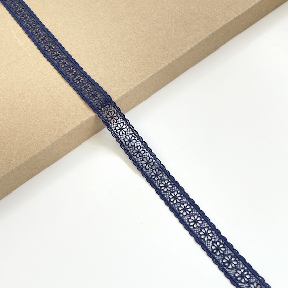Navy Cluny lace Trim, 5/8" Width  - Selling per (1) Yard and (2) 3yds/Pack (LT37)