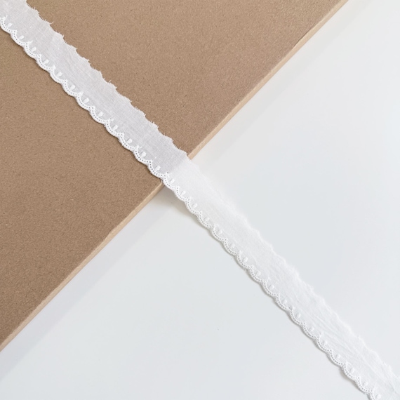 OFF White Cotton Eyelet Lace Trim 1" Width (LT2) - Selling Per Yard