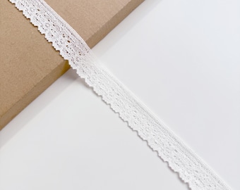 Off White Cotton Edge Lace Trim, 1 1/4" Width, Intricate Design (LT2-2) - Sold by Yard