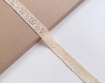 Natural Beige Cotton Edge Lace Trim, 1" Width (LT2-2) - Sold by Yard