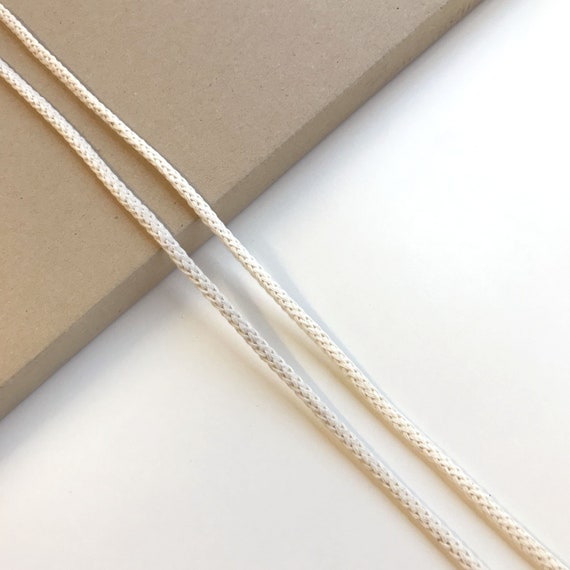 Cotton Multi Braided Draw Cord Strap Natural - 1/4"(Selling per yard) (TRIM BASIC 8)