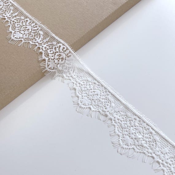Selling 3yds/piece x 1 7/8 Inch width: Off White Eyelash Lace Trim (RM-LT2)