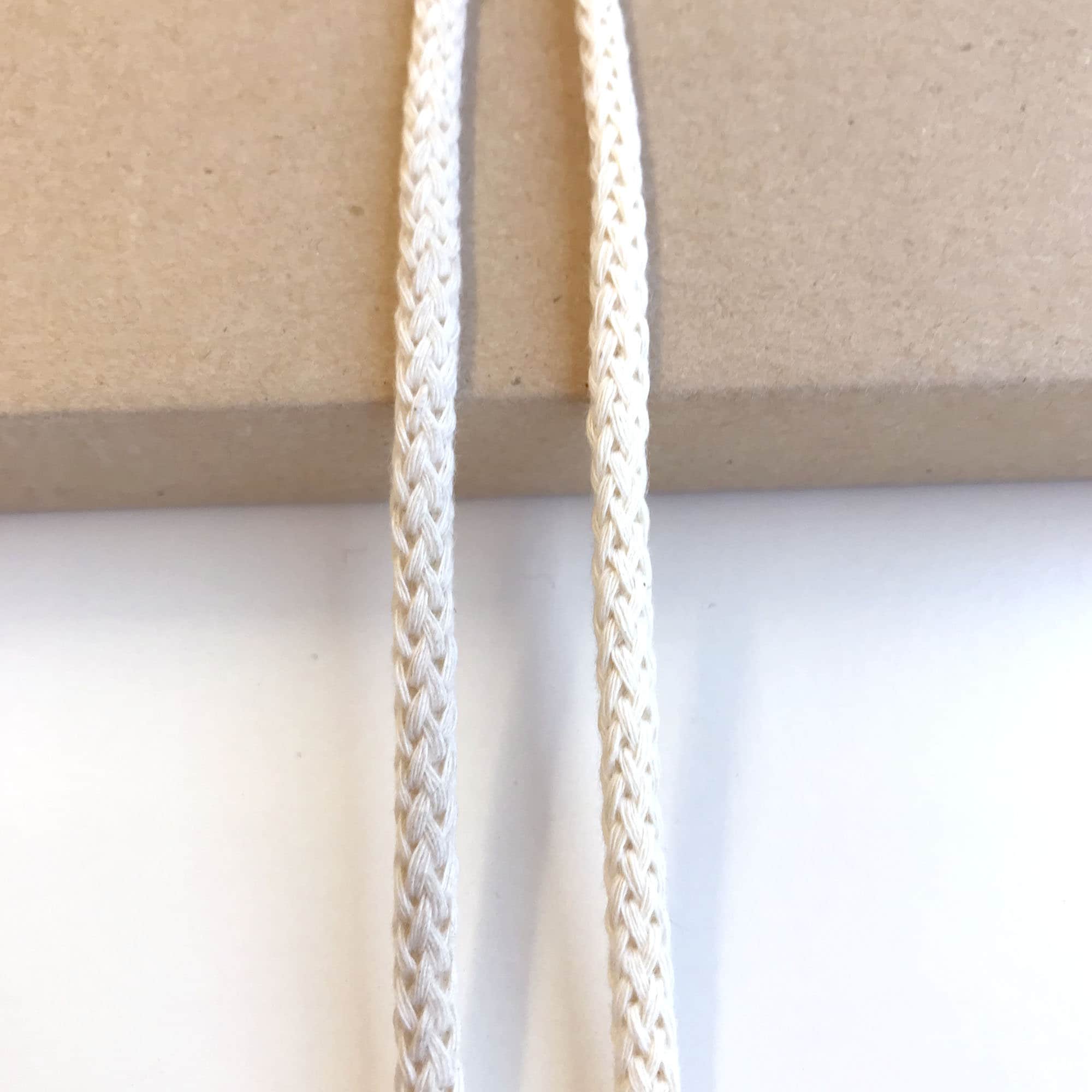 Cotton Multi Braided Draw Cord Strap Natural - 1/4(Selling per