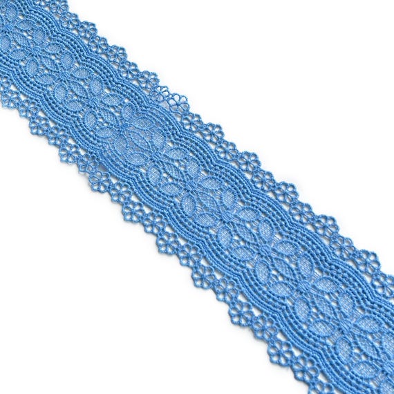Blue Elegant Floral Lace Trim, 2 7/8" Width (LT45)