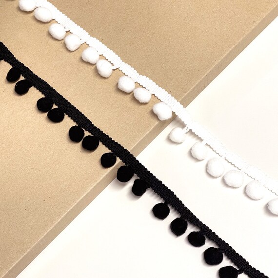 Pom Pom Trim 1" Width : OFF WHITE, BLACK (FT2)