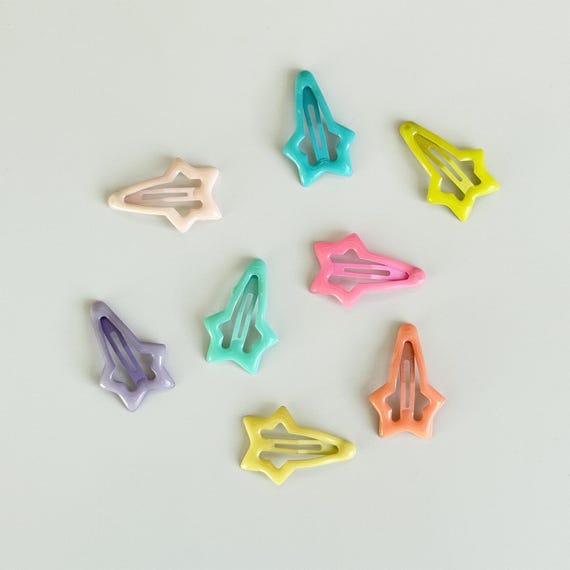 Glow in the Dark Hair Pins, Shooting Star Shape, 8 Assorted Colors, 1.25" x 0.75", 8 Pieces