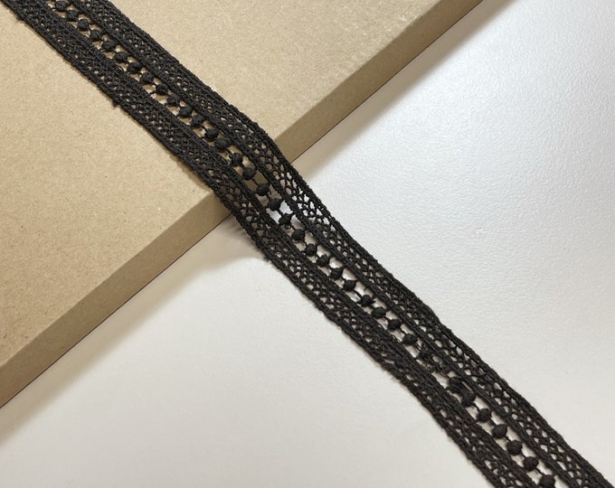 Charcoal Black color 1" Cotton lace trim (LT30)