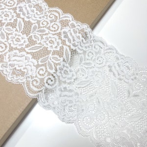 Off white wide width stretch lace trim 6&quot; (LT28)