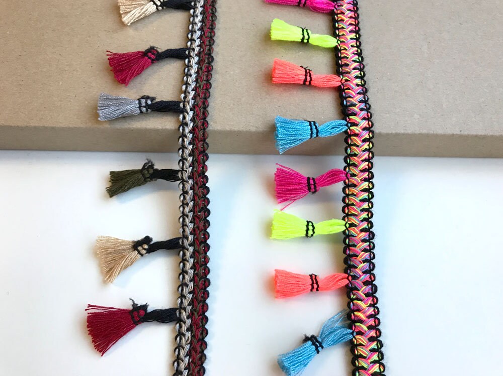 Multi color fringe tassel tape trim(2 types)