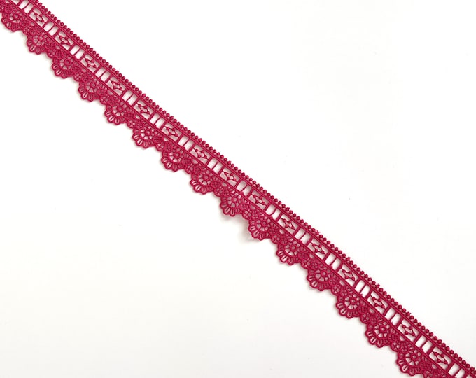 Red Cotton Lace Trim 1 1/4" (LTF-1) - Selling per Yard