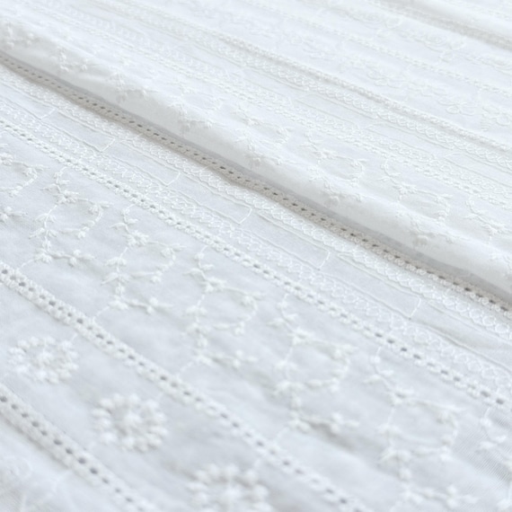 Off White Vineyard Eyelet Fabric – 58" Width – Sold by Yard