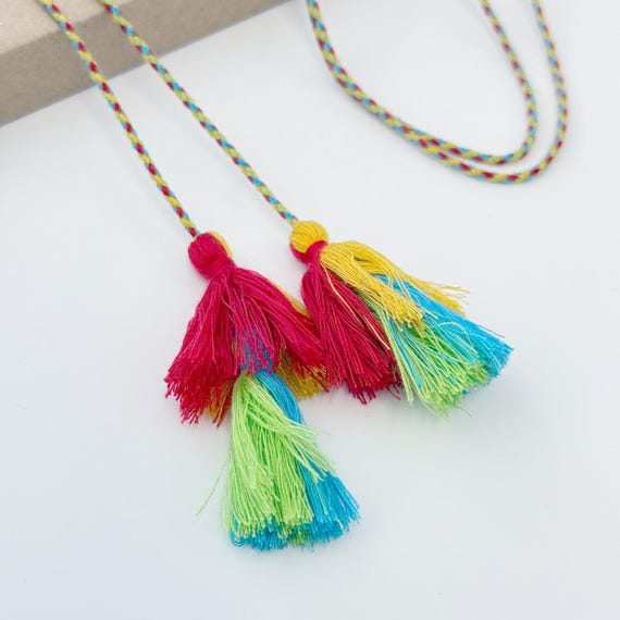 Vibrant Multicolor Tassel Cord Trim, Selling per Piece (FT7-1)