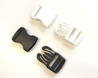 1" Inner width Plastic Dual Side Buckle : Quick Released (Black, White) (LOC Buckle Buttons)