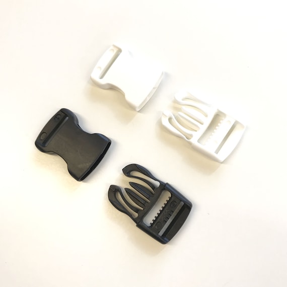 1" Inner width Plastic Dual Side Buckle : Quick Released (Black, White) (LOC Buckle Buttons)