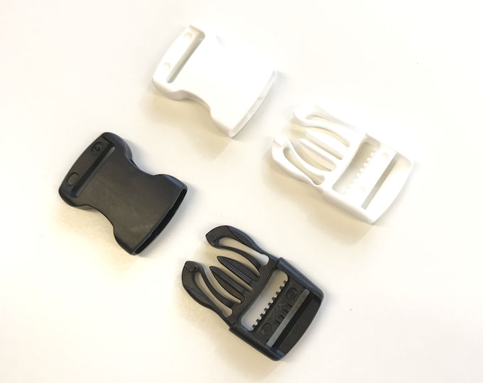 1" Inner width Plastic Dual Side Buckle : Quick Released (Black, White) (LOC Buckle Buttons)