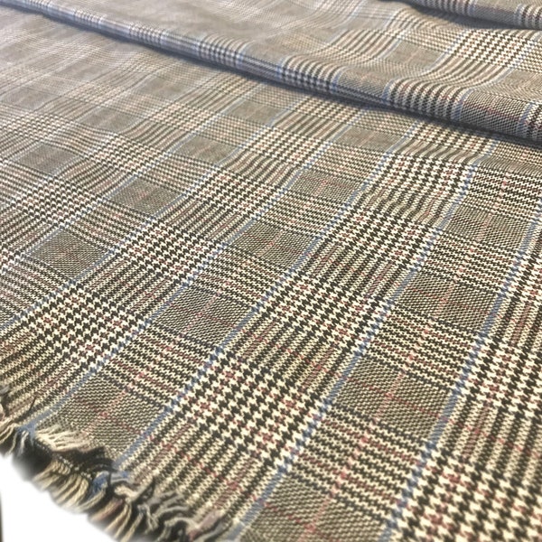 Yarn dyed plaid - Grey/blue combo brushed fabric 55/56" (Selling per yard)