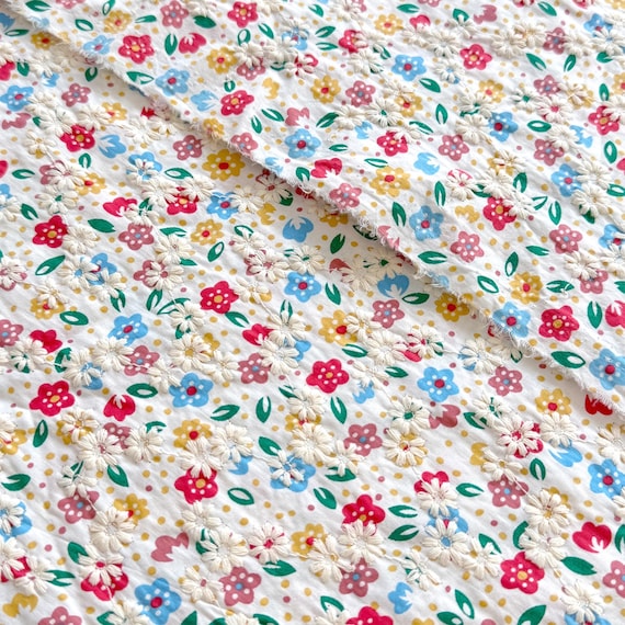 Vibrant Floral Eyelet Fabric – 55.5/58.5" Width – Sold by Yard
