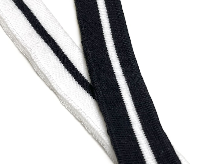 Striped Flat Knit Rib Band Trim (FT12) Various Sizes, Black and White Color - Selling Per Piece