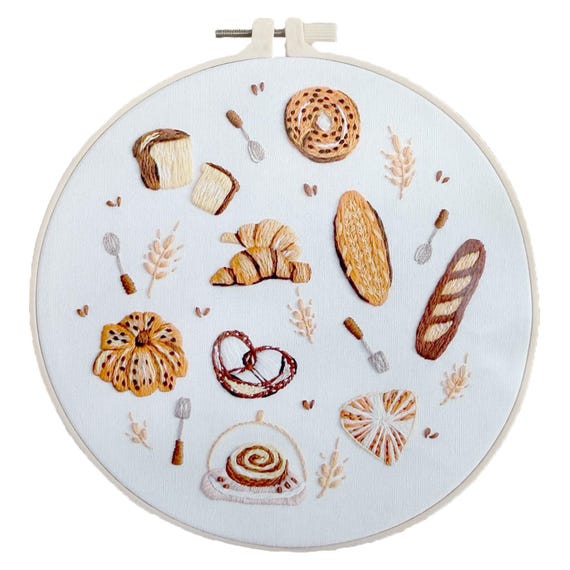 DIY 8" Assorted Bakery Embroidery Craft Kit, Includes Instructions & Supplies