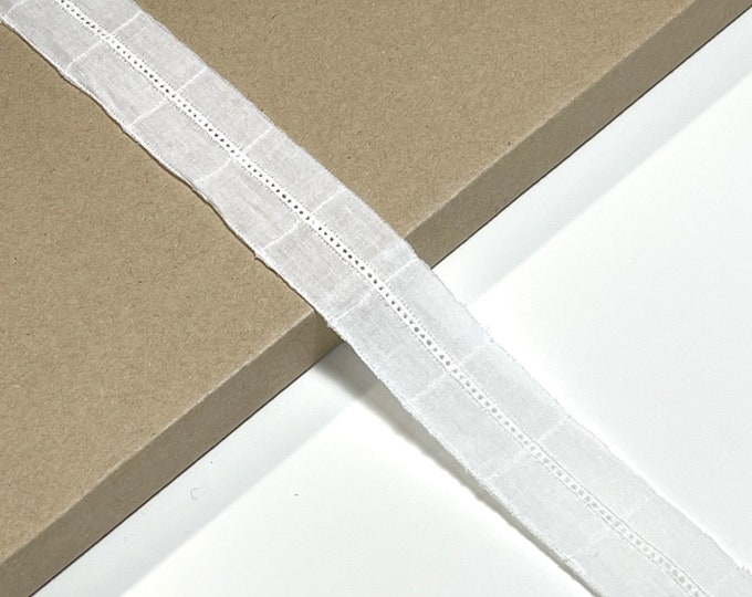 Off White 1" Cotton Tiny Ladder Shape Lace Trim -  Innter space  1/32", Selling per yard(LT29)