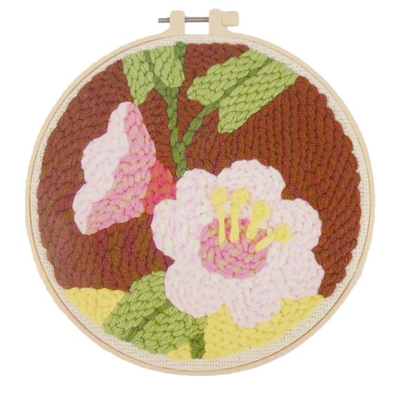 DIY 8" Morning Glory Punch Needle Embroidery Craft Kit, Includes Instructions & Supplies