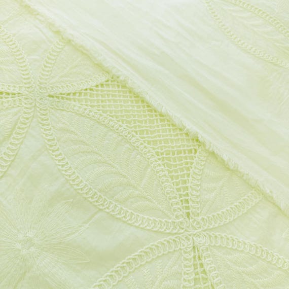Lime Green Petal Crochet Eyelet Fabric – 57" Width – Sold by Yard