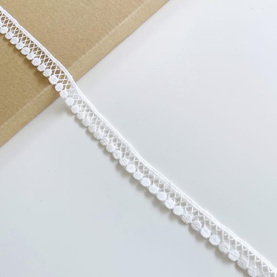 Off White Crisscross Pom Pom Lace Trim, 5/8" Width - Selling per (1) Yard and (2) 3yds/Pack (LT46)