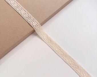 Natural Beige Cotton Edge Lace Trim, 1" Width (LT2-2) - Sold by Yard