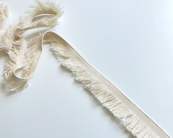 Natural Beige Cotton Fringe Tassel Tape Trim(FT-11)