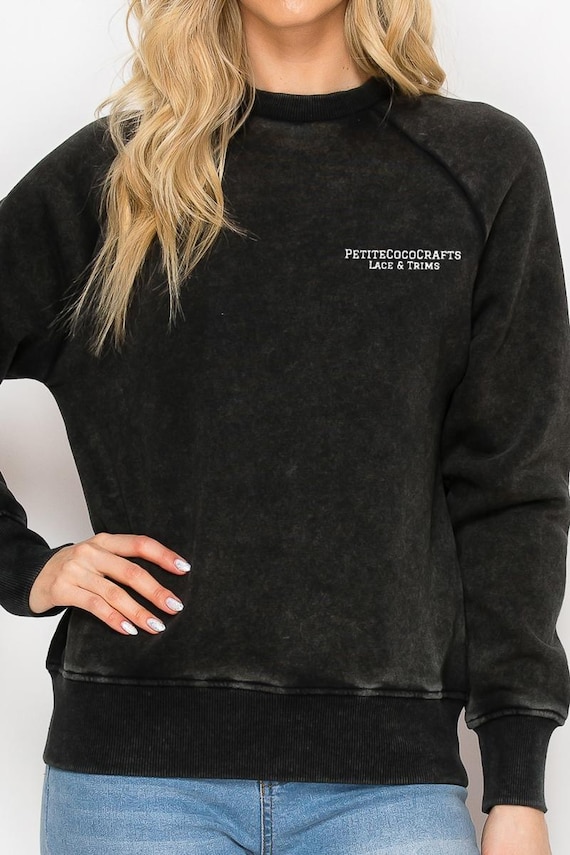 Custom Home Embroidered Soft & Cozy Crewneck Sweatshirt, Black and Navy Colors, Solid and Vintage Styles