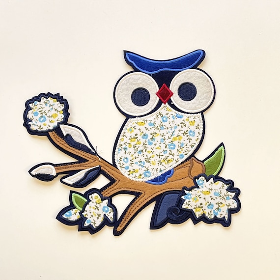 OWL Embroidered Applique, Sew on Patch (PATCH2)