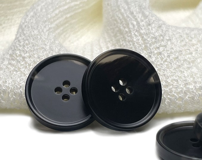 Black Horn Corozo Suit Button, 4Holes, BTC1207-24L, 28L, 32L, 36L (BUTTON1) - Selling per piece