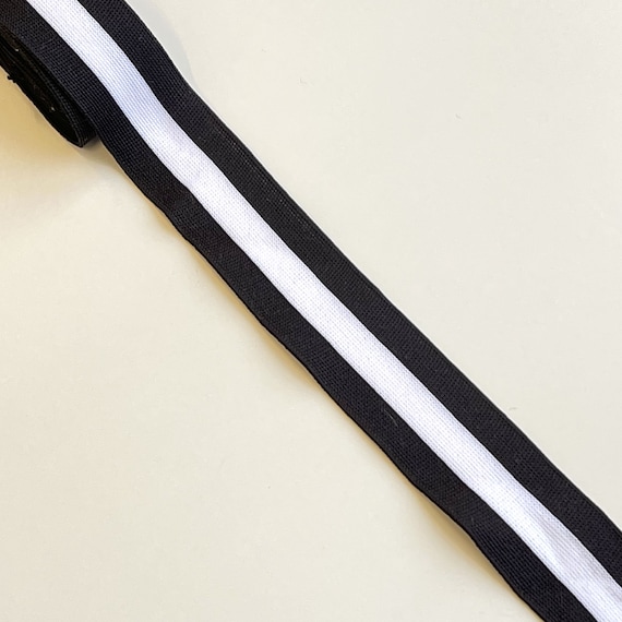 Black/Off White 1 1/8" rib knit trim(FT8)