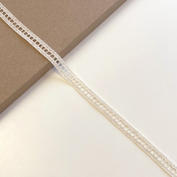 Natural 5/8" Width Cotton Edge Lace Trim - Ladder shape (LT21)
