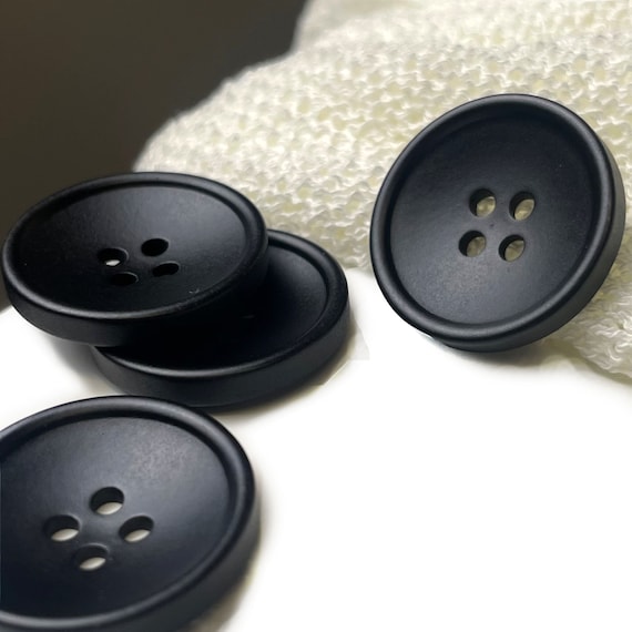 Concave Corozo Suit Button, Matte Black 4Holes, BTC1208-24L, 28L, 32L, 36L (BUTTON3) - Selling per piece