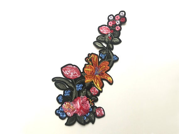 Cherry Blossom Iron-on Patch, Embroidered Flower Applique, Iron-on Flower  Patch, Decorative Patches